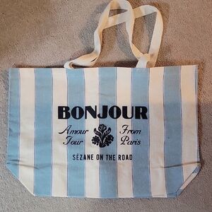 Sezane Blue and White Striped Tote Bag